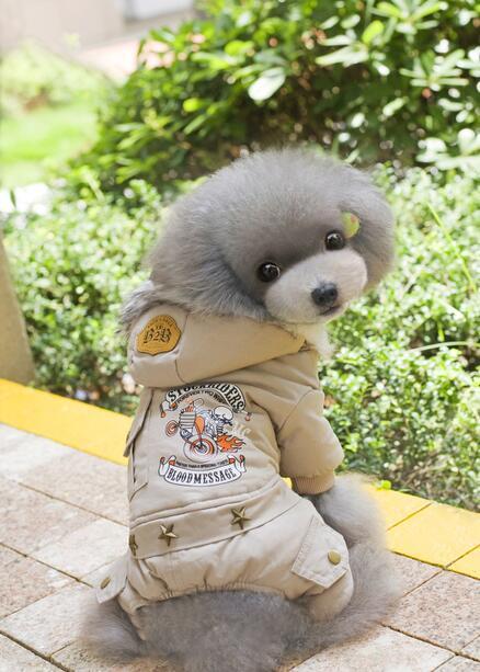 New Thickness Hooded Driver Style Pet Dogs Four Legs Cotton Winter Coat Free Shiping By CPAM Warm Small Puppy Dogs Clothing