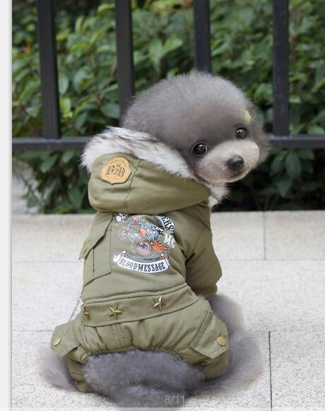 New Thickness Hooded Driver Style Pet Dogs Four Legs Cotton Winter Coat Free Shiping By CPAM Warm Small Puppy Dogs Clothing