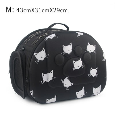 Cat Pattern Blue Dog Carrier Bag Portable Cats Handbag Foldable Travel Bag Puppy Carrying Shoulder Pet Bags