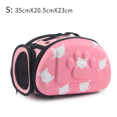 Cat Pattern Blue Dog Carrier Bag Portable Cats Handbag Foldable Travel Bag Puppy Carrying Shoulder Pet Bags