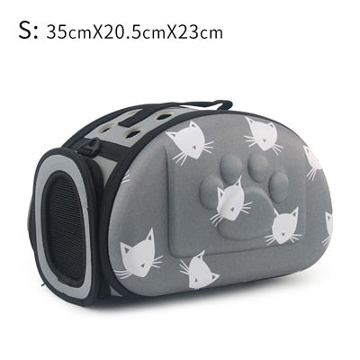 Cat Pattern Blue Dog Carrier Bag Portable Cats Handbag Foldable Travel Bag Puppy Carrying Shoulder Pet Bags