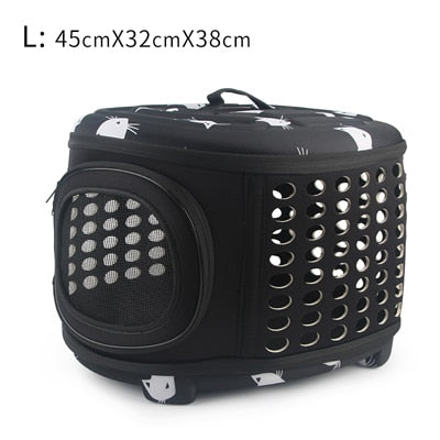 Cat Pattern Blue Dog Carrier Bag Portable Cats Handbag Foldable Travel Bag Puppy Carrying Shoulder Pet Bags