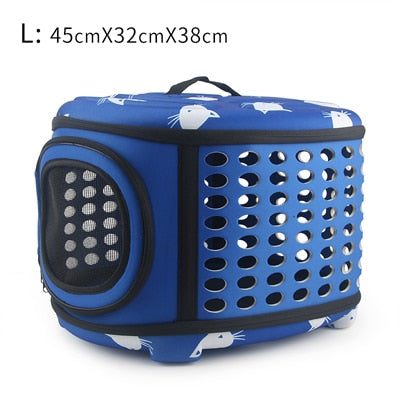 Cat Pattern Blue Dog Carrier Bag Portable Cats Handbag Foldable Travel Bag Puppy Carrying Shoulder Pet Bags