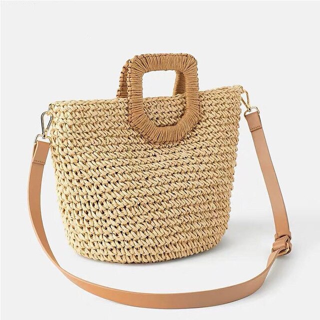 Women's Straw Hand-woven Paper/Polyseter Shoulder Bag