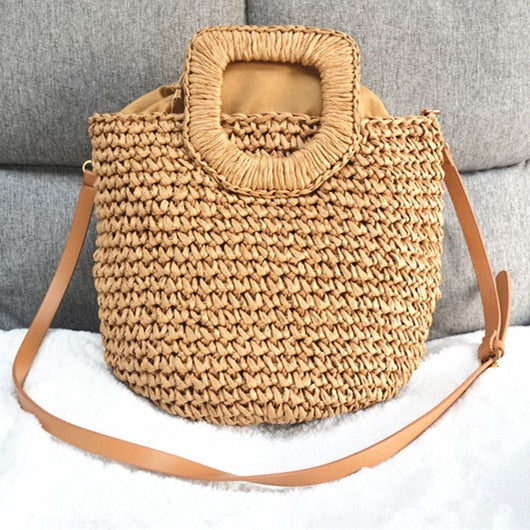 Women's Straw Hand-woven Paper/Polyseter Shoulder Bag