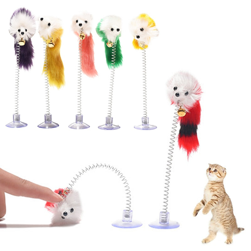 Random Color Plastic Cat Toys Feather Funny Cat Mice Shape