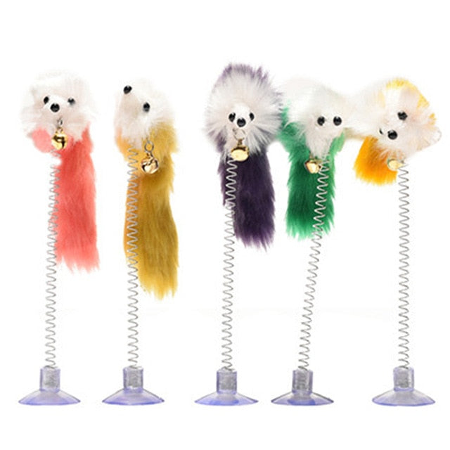 Random Color Plastic Cat Toys Feather Funny Cat Mice Shape