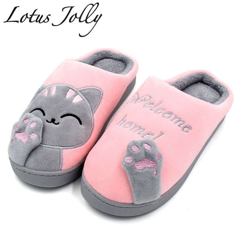 Women Cartoon Cat Non-slip Soft House Slippers