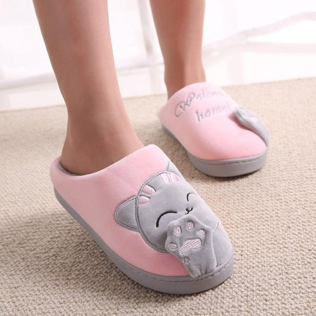 Women Cartoon Cat Non-slip Soft House Slippers