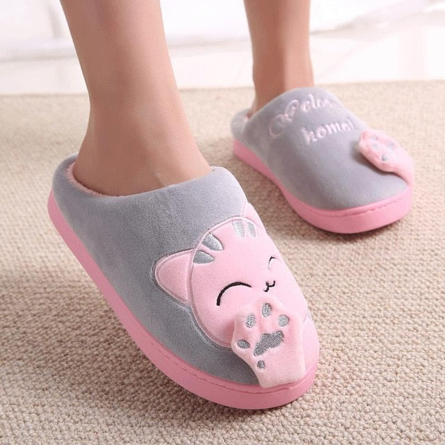 Women Cartoon Cat Non-slip Soft House Slippers