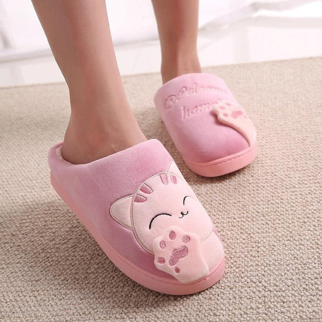 Women Cartoon Cat Non-slip Soft House Slippers