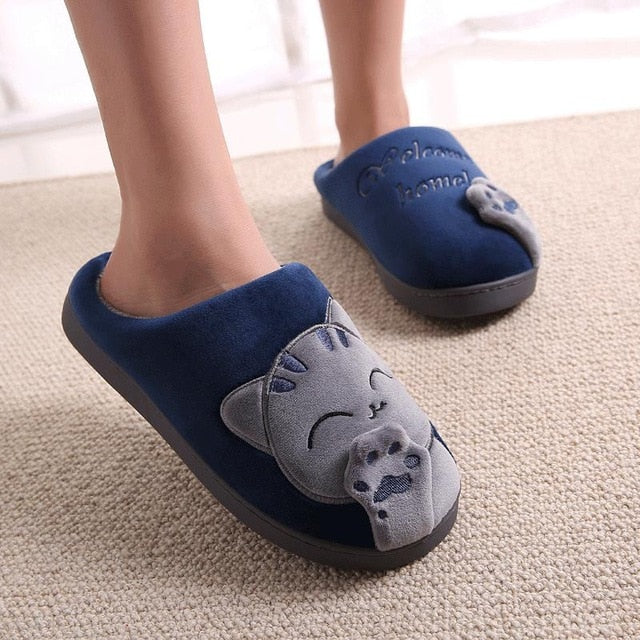 Women Cartoon Cat Non-slip Soft House Slippers
