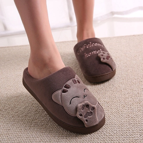 Women Cartoon Cat Non-slip Soft House Slippers