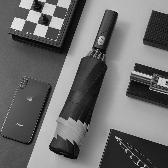 Windproof Automatic Inverted Umbrella with Reflective Stripe
