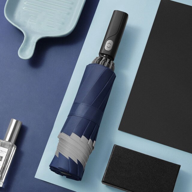 Windproof Automatic Inverted Umbrella with Reflective Stripe