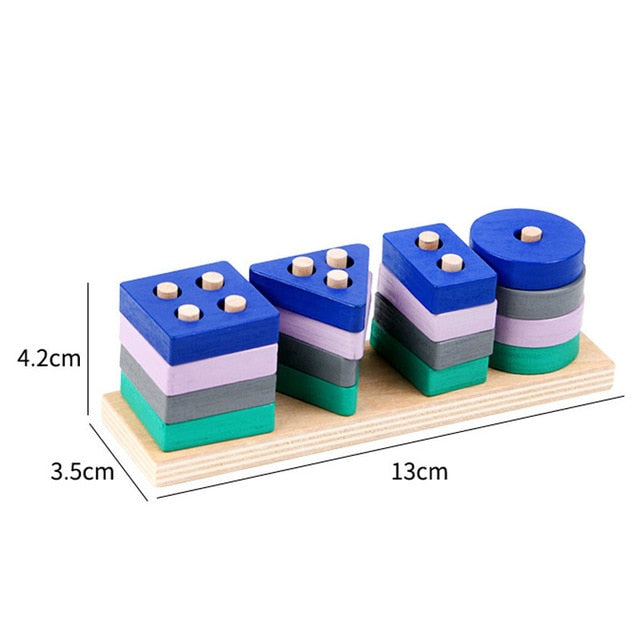 Mini Size Wooden Montessori Toy Building Blocks Early Learning Educational Toys for Boys Girls 2Y+