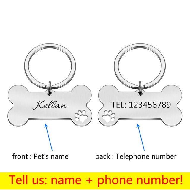 Personalized Collar Pet ID Tag Engraved Pet ID Name