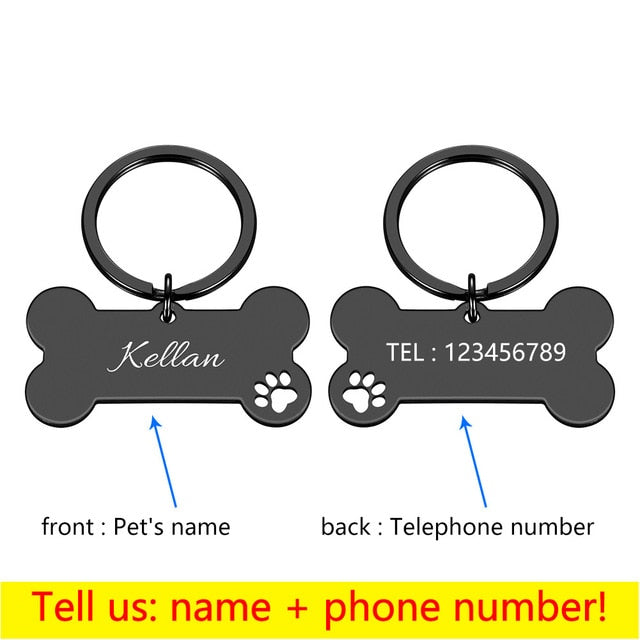 Personalized Collar Pet ID Tag Engraved Pet ID Name