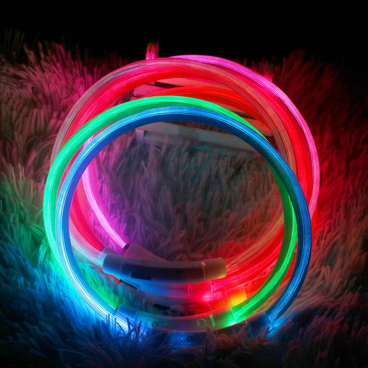 Led Usb Pet Collar Night Glowing Luminous Rechargeable LED  Night Safety Flashing Glow