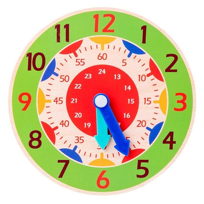 Children Montessori Wooden Clock Toys Hour Minute Second Cognition