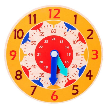 Children Montessori Wooden Clock Toys Hour Minute Second Cognition