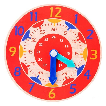 Children Montessori Wooden Clock Toys Hour Minute Second Cognition