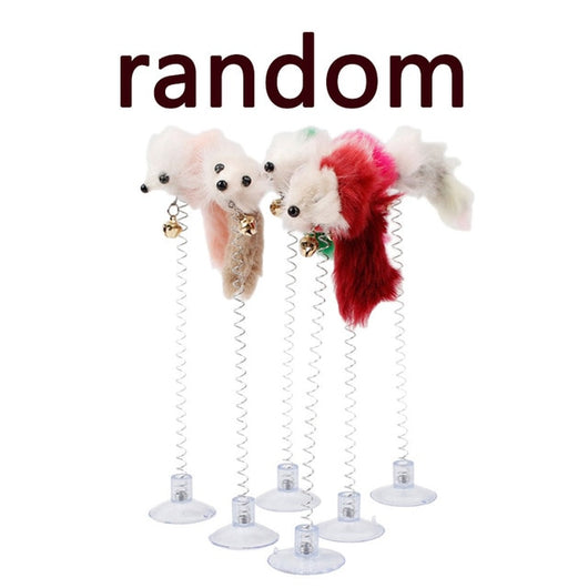 Random Color Plastic Cat Toys Feather Funny Cat Mice Shape
