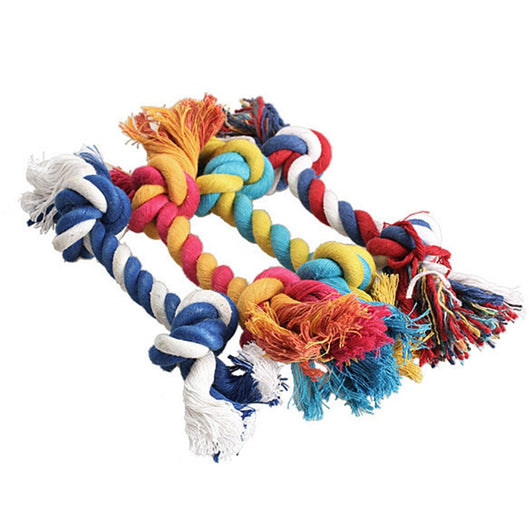 Pet Dog Puppy Cotton Chew Knot Toy Durable Braided Bone Rope