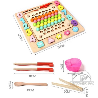 Montessori Educational Wooden Toys for Kids Board Math Fishing for 1 2 3 Years Old