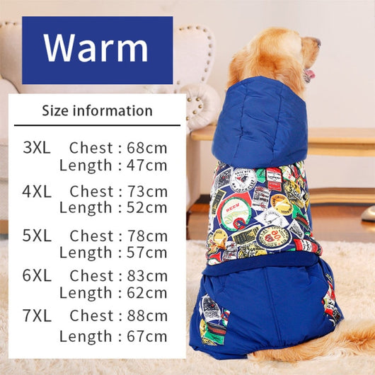 HOOPET New Pet Clothes Warm Cotton Leisure Style Autumn Overalls for Dogs winter Coat Large Dog Prints Down Jacket Dog