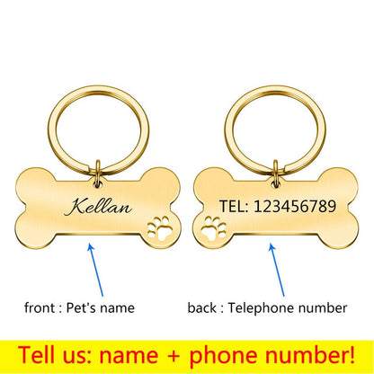 Personalized Collar Pet ID Tag Engraved Pet ID Name